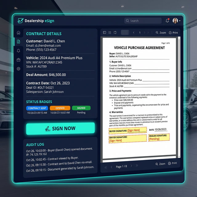 MotorX digital contract and electronic signature platform